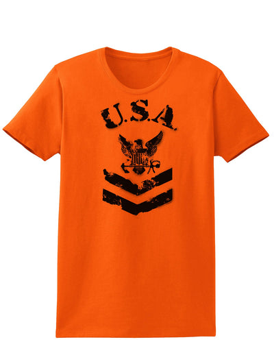 USA Military Navy Stencil Logo Womens T-Shirt-Womens T-Shirt-TooLoud-Orange-X-Small-Davson Sales