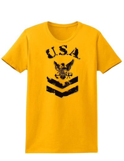 USA Military Navy Stencil Logo Womens T-Shirt-Womens T-Shirt-TooLoud-Gold-X-Small-Davson Sales