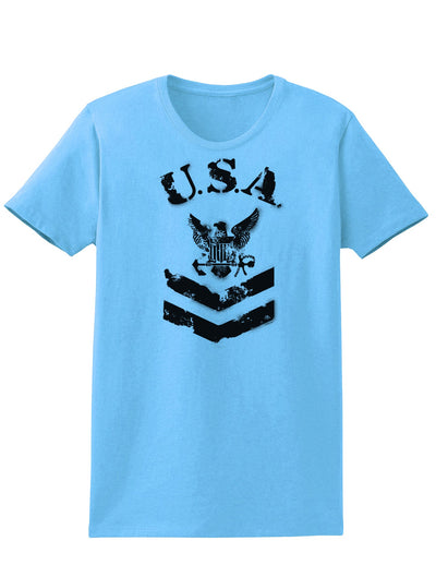 USA Military Navy Stencil Logo Womens T-Shirt-Womens T-Shirt-TooLoud-Aquatic-Blue-X-Small-Davson Sales