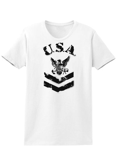 USA Military Navy Stencil Logo Womens T-Shirt-Womens T-Shirt-TooLoud-White-X-Small-Davson Sales