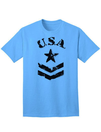 USA Military Star Stencil Logo Adult T-Shirt - A Patriotic Apparel Choice for Discerning Individuals-Mens T-shirts-TooLoud-Aquatic-Blue-Small-Davson Sales
