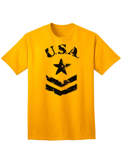 USA Military Star Stencil Logo Adult T-Shirt - A Patriotic Apparel Choice for Discerning Individuals-Mens T-shirts-TooLoud-Gold-Small-Davson Sales