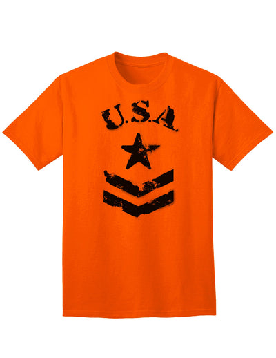 USA Military Star Stencil Logo Adult T-Shirt - A Patriotic Apparel Choice for Discerning Individuals-Mens T-shirts-TooLoud-Orange-Small-Davson Sales