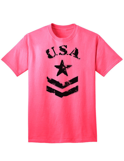 USA Military Star Stencil Logo Adult T-Shirt - A Patriotic Apparel Choice for Discerning Individuals-Mens T-shirts-TooLoud-Neon-Pink-Small-Davson Sales