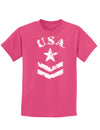 USA Military Star Stencil Logo Childrens Dark T-Shirt-Childrens T-Shirt-TooLoud-Sangria-X-Small-Davson Sales