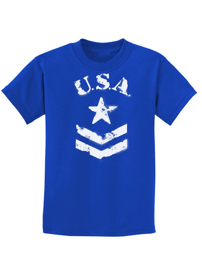 USA Military Star Stencil Logo Childrens Dark T-Shirt-Childrens T-Shirt-TooLoud-Royal-Blue-X-Small-Davson Sales