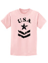 USA Military Star Stencil Logo Childrens T-Shirt-Childrens T-Shirt-TooLoud-PalePink-X-Small-Davson Sales