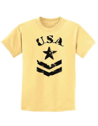 USA Military Star Stencil Logo Childrens T-Shirt-Childrens T-Shirt-TooLoud-Daffodil-Yellow-X-Small-Davson Sales