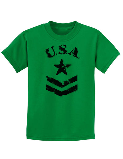 USA Military Star Stencil Logo Childrens T-Shirt-Childrens T-Shirt-TooLoud-Kelly-Green-X-Small-Davson Sales