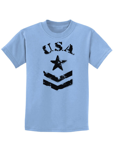 USA Military Star Stencil Logo Childrens T-Shirt-Childrens T-Shirt-TooLoud-Light-Blue-X-Small-Davson Sales