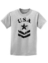 USA Military Star Stencil Logo Childrens T-Shirt-Childrens T-Shirt-TooLoud-AshGray-X-Small-Davson Sales