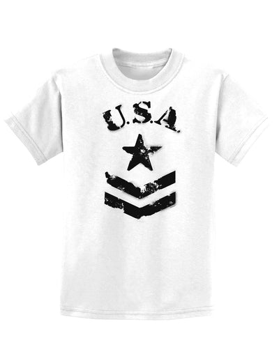 USA Military Star Stencil Logo Childrens T-Shirt-Childrens T-Shirt-TooLoud-White-X-Small-Davson Sales