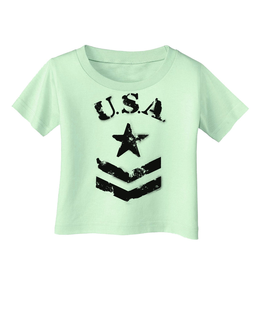 USA Military Star Stencil Logo Infant T-Shirt-Infant T-Shirt-TooLoud-White-06-Months-Davson Sales