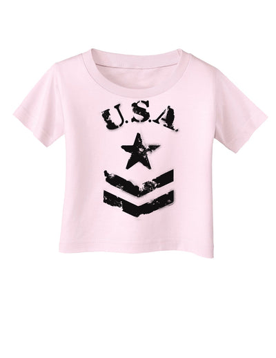 USA Military Star Stencil Logo Infant T-Shirt-Infant T-Shirt-TooLoud-Light-Pink-06-Months-Davson Sales