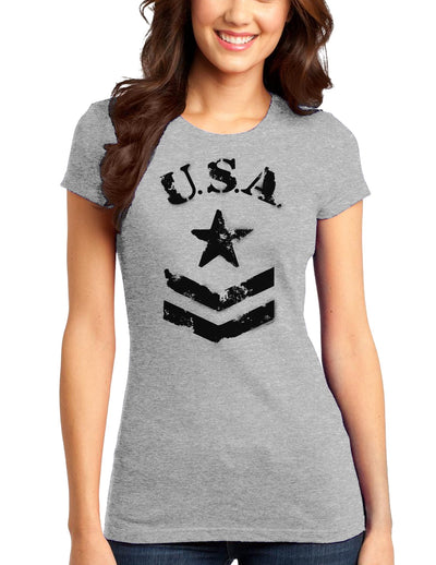 USA Military Star Stencil Logo Juniors T-Shirt-Womens Juniors T-Shirt-TooLoud-Heather-Gray-Small-Davson Sales