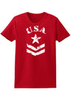 USA Military Star Stencil Logo Womens Dark T-Shirt-TooLoud-Red-X-Small-Davson Sales