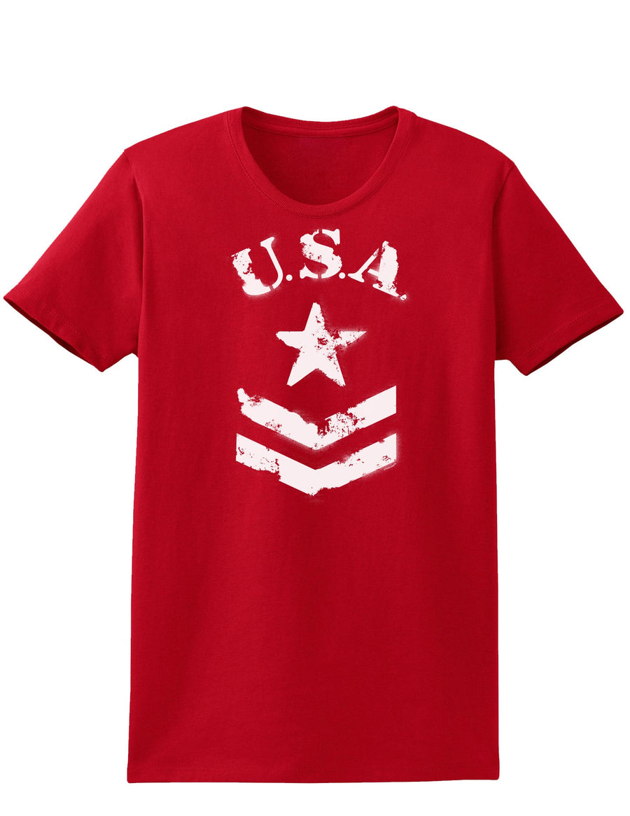 USA Military Star Stencil Logo Womens Dark T-Shirt-TooLoud-Black-X-Small-Davson Sales