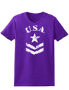USA Military Star Stencil Logo Womens Dark T-Shirt-TooLoud-Purple-X-Small-Davson Sales