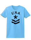 USA Military Star Stencil Logo Womens T-Shirt-Womens T-Shirt-TooLoud-Aquatic-Blue-X-Small-Davson Sales