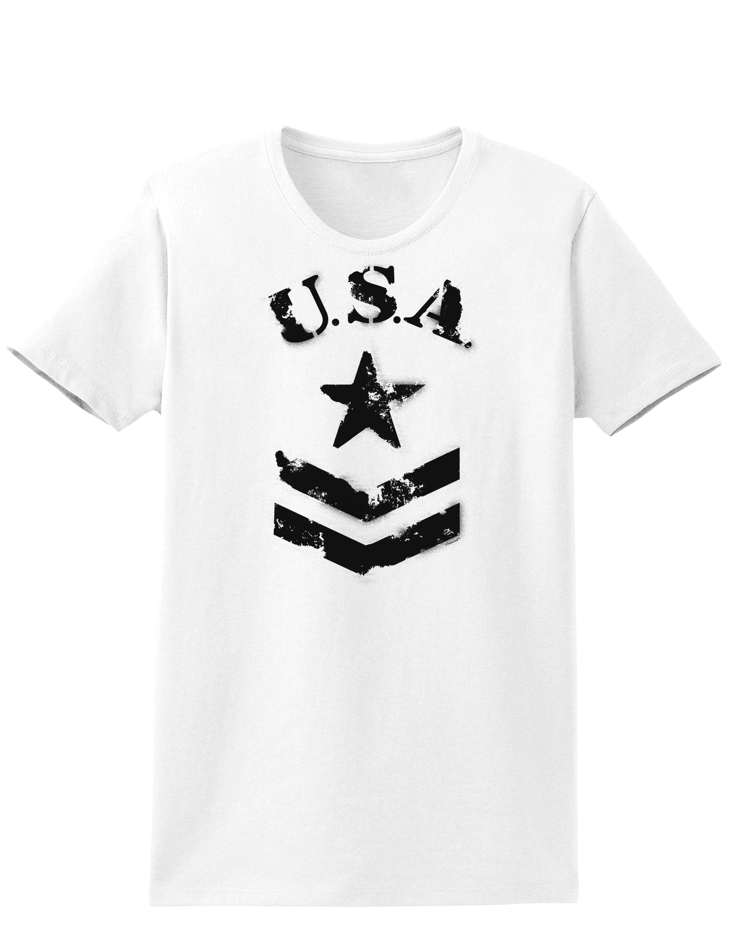 USA Military Star Stencil Logo Womens T-Shirt-Womens T-Shirt-TooLoud-White-X-Small-Davson Sales