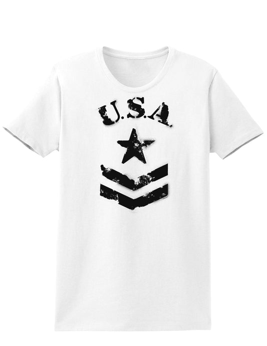 USA Military Star Stencil Logo Womens T-Shirt-Womens T-Shirt-TooLoud-White-X-Small-Davson Sales