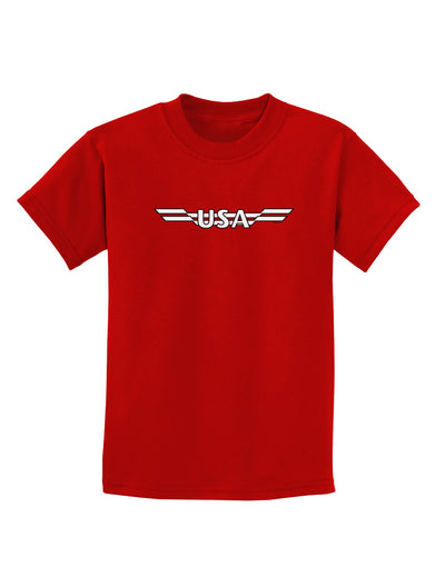 USA Stripes Monochrome Vintage Childrens Dark T-Shirt-Childrens T-Shirt-TooLoud-Red-X-Small-Davson Sales