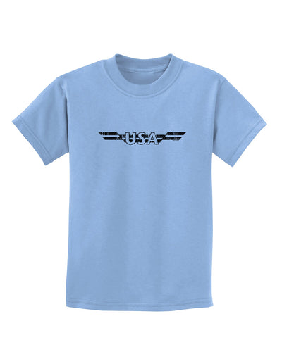 USA Stripes Monochrome Vintage Childrens T-Shirt-Childrens T-Shirt-TooLoud-Light-Blue-X-Small-Davson Sales