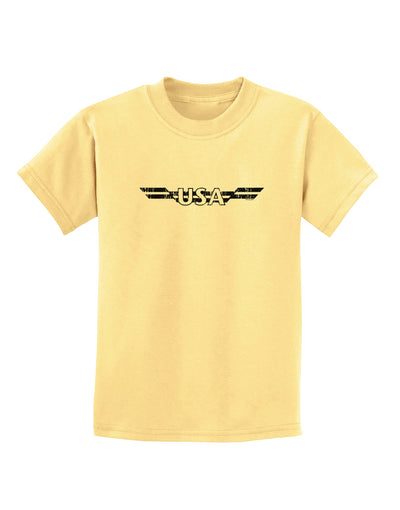 USA Stripes Monochrome Vintage Childrens T-Shirt-Childrens T-Shirt-TooLoud-Daffodil-Yellow-X-Small-Davson Sales