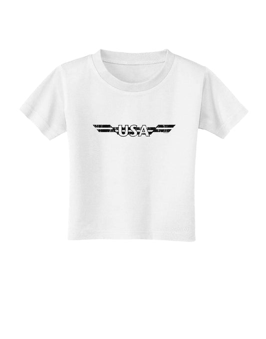 USA Stripes Monochrome Vintage Toddler T-Shirt-Toddler T-Shirt-TooLoud-White-2T-Davson Sales