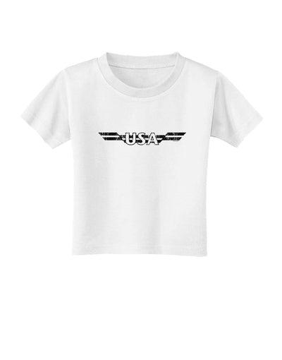 USA Stripes Monochrome Vintage Toddler T-Shirt-Toddler T-Shirt-TooLoud-White-2T-Davson Sales