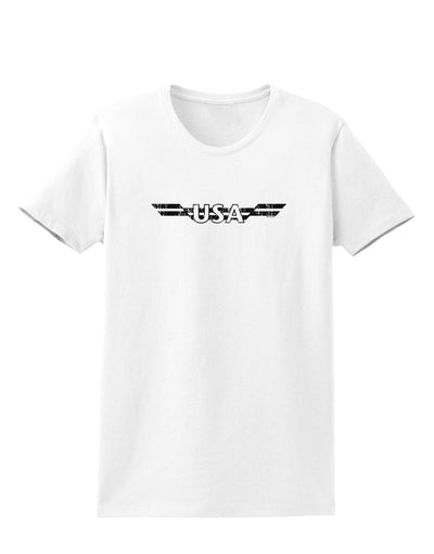 USA Stripes Monochrome Vintage Womens T-Shirt-Womens T-Shirt-TooLoud-White-X-Small-Davson Sales