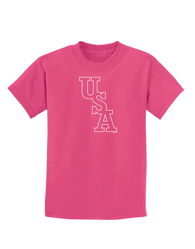 USA Text Childrens Dark T-Shirt-Childrens T-Shirt-TooLoud-Sangria-X-Small-Davson Sales