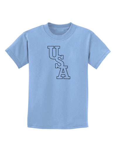 USA Text Childrens T-Shirt-Childrens T-Shirt-TooLoud-Light-Blue-X-Small-Davson Sales