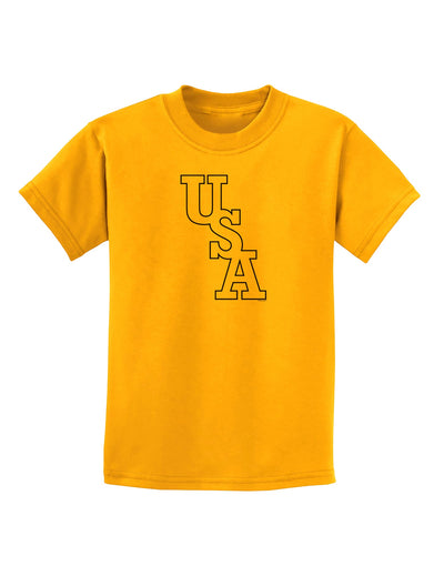 USA Text Childrens T-Shirt-Childrens T-Shirt-TooLoud-Gold-X-Small-Davson Sales