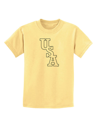 USA Text Childrens T-Shirt-Childrens T-Shirt-TooLoud-Daffodil-Yellow-X-Small-Davson Sales