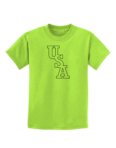 USA Text Childrens T-Shirt-Childrens T-Shirt-TooLoud-Lime-Green-X-Small-Davson Sales