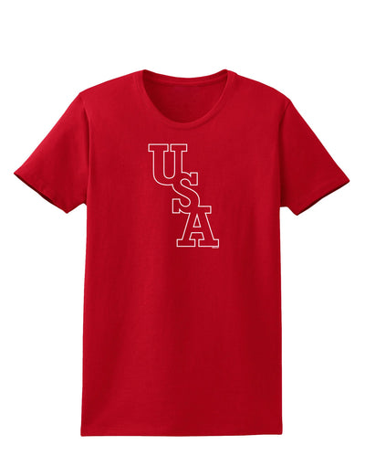 USA Text Womens Dark T-Shirt-TooLoud-Red-X-Small-Davson Sales