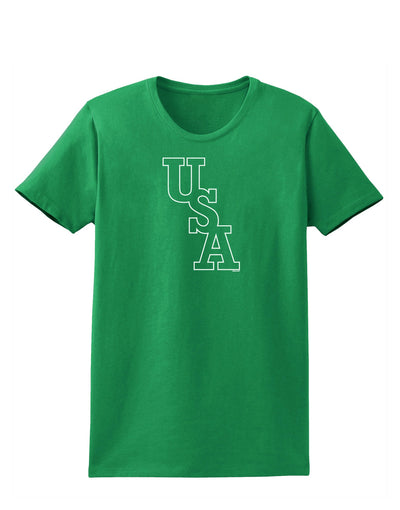 USA Text Womens Dark T-Shirt-TooLoud-Kelly-Green-X-Small-Davson Sales