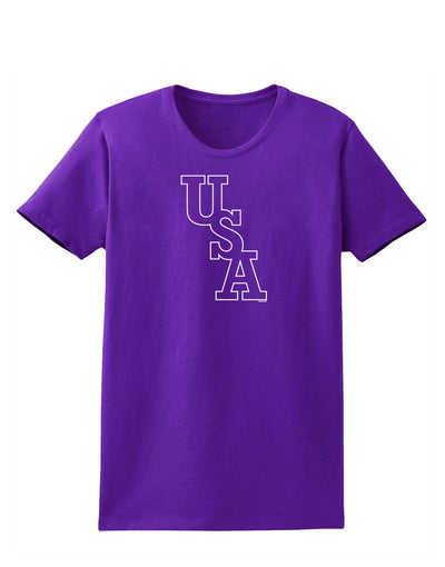 USA Text Womens Dark T-Shirt-TooLoud-Purple-X-Small-Davson Sales