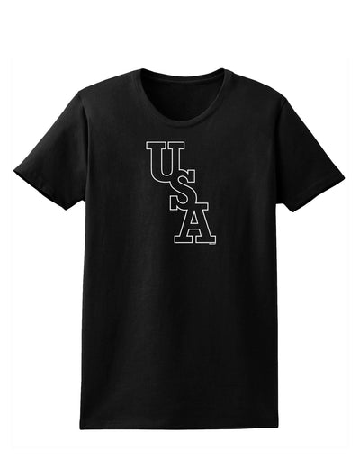 USA Text Womens Dark T-Shirt-TooLoud-Black-X-Small-Davson Sales