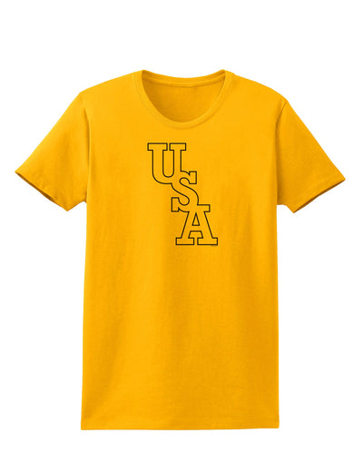 USA Text Womens T-Shirt-Womens T-Shirt-TooLoud-Gold-X-Small-Davson Sales