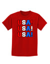 USA! USA! USA! Childrens Dark T-Shirt-Childrens T-Shirt-TooLoud-Red-X-Small-Davson Sales