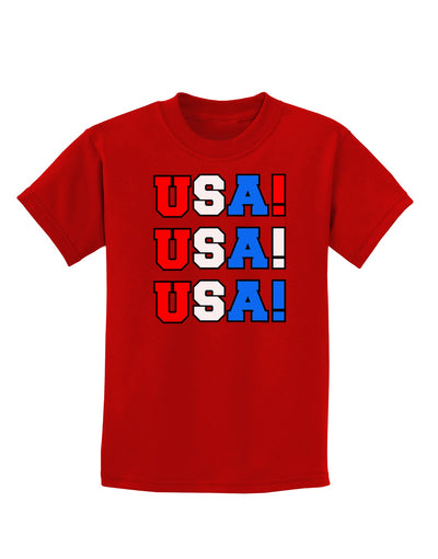 USA! USA! USA! Childrens Dark T-Shirt-Childrens T-Shirt-TooLoud-Red-X-Small-Davson Sales