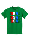 USA! USA! USA! Childrens Dark T-Shirt-Childrens T-Shirt-TooLoud-Kelly-Green-X-Small-Davson Sales