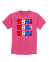 USA! USA! USA! Childrens Dark T-Shirt-Childrens T-Shirt-TooLoud-Sangria-X-Small-Davson Sales