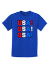 USA! USA! USA! Childrens Dark T-Shirt-Childrens T-Shirt-TooLoud-Royal-Blue-X-Small-Davson Sales