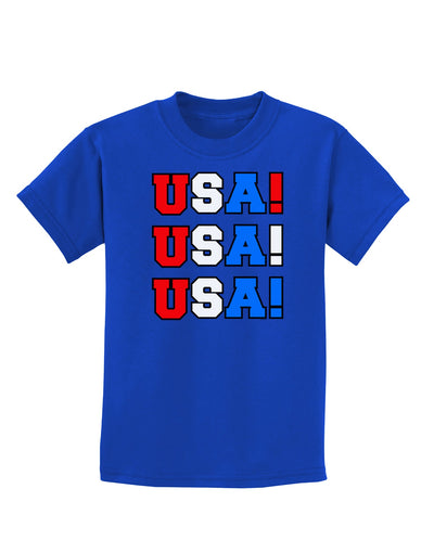 USA! USA! USA! Childrens Dark T-Shirt-Childrens T-Shirt-TooLoud-Royal-Blue-X-Small-Davson Sales