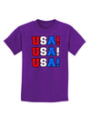 USA! USA! USA! Childrens Dark T-Shirt-Childrens T-Shirt-TooLoud-Purple-X-Small-Davson Sales