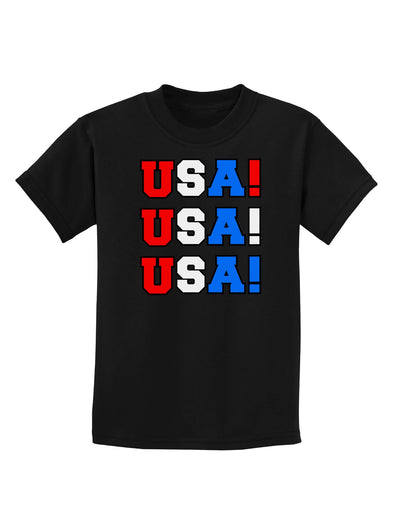 USA! USA! USA! Childrens Dark T-Shirt-Childrens T-Shirt-TooLoud-Black-X-Small-Davson Sales