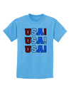 USA! USA! USA! Childrens T-Shirt-Childrens T-Shirt-TooLoud-Aquatic-Blue-X-Small-Davson Sales